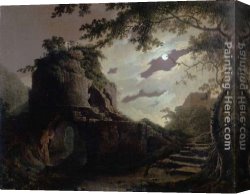 Kentucky Derby Canvas Paintings - Virgil's Tomb by Joseph Wright of Derby