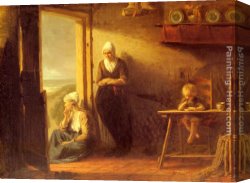 Return Canvas Paintings - Awaiting The Fisherman's Return by Jozef Israels