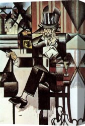 Cafe Concert Singer Canvas Paintings - Man in the Cafe by Juan Gris
