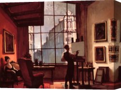 Juarez Canvas Paintings - Afternoon in Studio by Juarez Machado