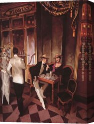 Juarez Canvas Paintings - Cafe Florian by Juarez Machado
