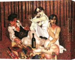 Juarez Canvas Paintings - Picnic in the Forest of Gustave Klimt by Juarez Machado