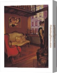 Painter in His Studio Canvas Paintings - Red Armchair in a Studio by Juarez Machado