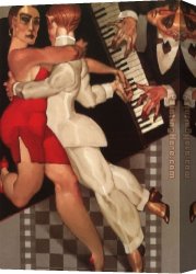 Juarez Canvas Paintings - Tango A Robe Rouge by Juarez Machado