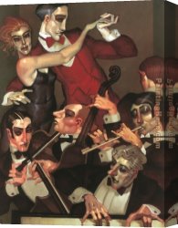 Juarez Canvas Paintings - Tango Red Tie by Juarez Machado