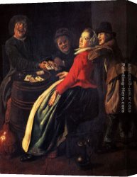 Card Canvas Paintings - A Game Of Cards by Judith Leyster