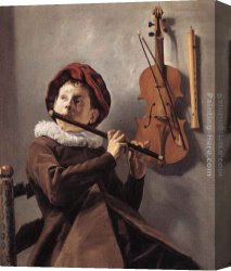 Player Canvas Paintings - Young Flute Player by Judith Leyster