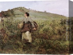 Harvest Canvas Paintings - At Harvest Time by Jules Bastien-Lepage
