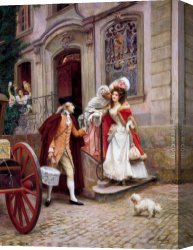 Le Depart En Voyage De Noces Canvas Paintings - Depart En Voyage De Noces by Jules Girardet