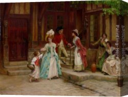 Le Depart En Voyage De Noces Canvas Paintings - Le Lendemain Des Noces by Jules Girardet