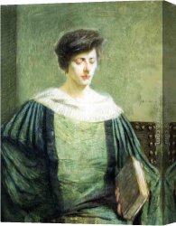 Alden Canvas Paintings - A Follower of Grolier by Julian Alden Weir