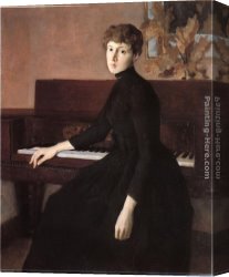 Alden Canvas Paintings - At the Piano by Julian Alden Weir