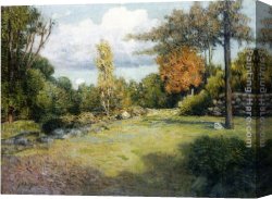 Alden Canvas Paintings - Autumn Days by Julian Alden Weir