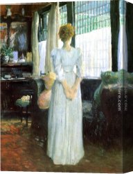 Alden Canvas Paintings - In the Livingroom by Julian Alden Weir