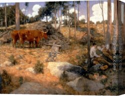 Alden Canvas Paintings - Noonday Rest in New England by Julian Alden Weir