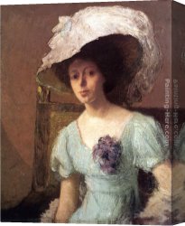 Alden Canvas Paintings - The Blue Gown by Julian Alden Weir