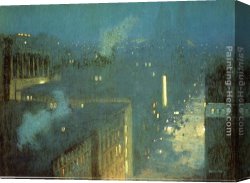 Alden Canvas Paintings - The Bridge Nocturne by Julian Alden Weir