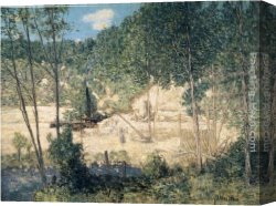 Alden Canvas Paintings - The Building of the Dam by Julian Alden Weir