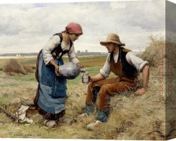 Dupre Canvas Paintings - Femme Versant a Boire by Julien Dupre