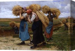Dupre Canvas Paintings - Glaneuses by Julien Dupre
