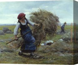 Dupre Canvas Paintings - Harvest Time by Julien Dupre