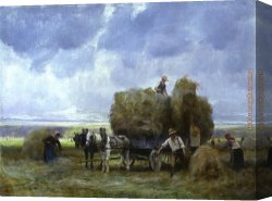 Dupre Canvas Paintings - Harvesters Loading the Cart by Julien Dupre