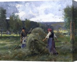 Dupre Canvas Paintings - Haying by Julien Dupre