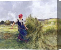 Dupre Canvas Paintings - Haymaking by Julien Dupre