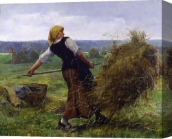 Dupre Canvas Paintings - La faneuse by Julien Dupre