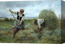 Dupre Canvas Paintings - Les Foins by Julien Dupre