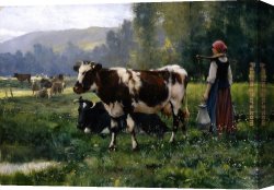 Dupre Canvas Paintings - Paysage avec Animaux by Julien Dupre