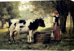 Dupre Canvas Paintings - The Milkmaid by Julien Dupre