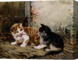 Adams Canvas Paintings - Tug of War by Julius Adam