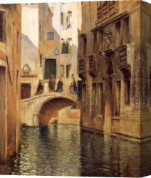 Venetian Canvas Paintings - Venetian Canal by Julius LeBlanc Stewart