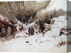 St Gregory Delivers The Soul of a Monk Canvas Paintings - Alpine Pass in Winter with Monks by Karl Blechen