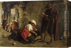 Hire Canvas Paintings - Waiting For Hire Scene at The Theatre of Marcellus Rome by Keeley Halswelle