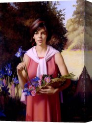 Waterhouse Gather Flower Girls Canvas Paintings - Flower Girl by Kirk Richards