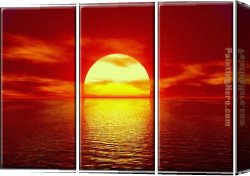 Landscape with Factory Canvas Paintings - Red Sunset by landscape
