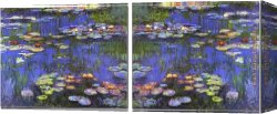 Water-lilies Left Canvas Paintings - Water Lilies set by landscape