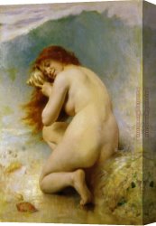 Nymph And Triton Canvas Paintings - A Water Nymph by Leon Bazile Perrault