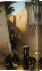 Femme Nue Couchee Canvas Paintings - Femmes Fellahs au Lavoir, Caire by Leon Bonnat