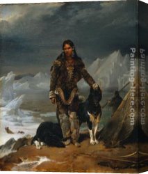 Land Canvas Paintings - A Woman from the Land of Eskimos by Leon Cogniet