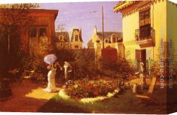 Femme Nue Couchee Canvas Paintings - Jeunes Femmes Au Jardin by Leon Joseph Voirin