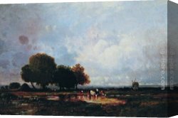 Hole Canvas Paintings - At the Watering Hole by Leon Victor Dupre