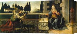 Vinci Canvas Paintings - Annunciation by Leonardo da Vinci