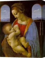 Madonna Canvas Paintings - Madonna Litta by Leonardo da Vinci