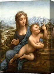 Madonna Canvas Paintings - Madonna of the Yarnwinder by Leonardo da Vinci