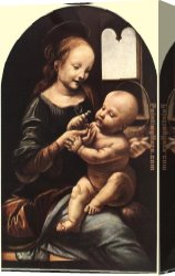 Madonna Canvas Paintings - Madonna with Flower by Leonardo da Vinci