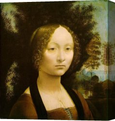 Self Portrait in Green Bugatti Canvas Paintings - Portrait of Ginevra Benci by Leonardo da Vinci