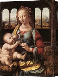 Madonna Canvas Paintings - The Madonna of the Carnation by Leonardo da Vinci